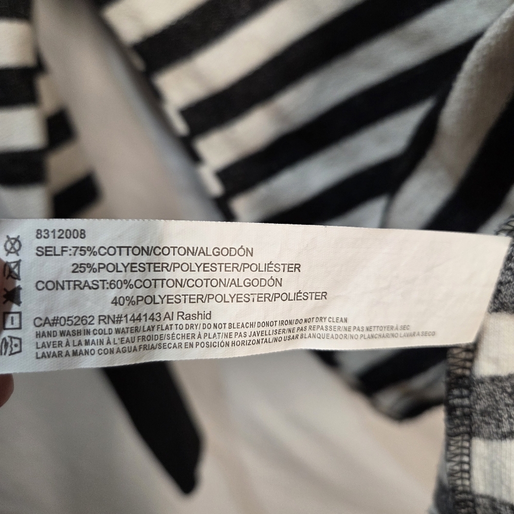 Y2k Striped Sz M Long Sleeve Sweater With Zipper Detail Long Cuff Grunge Goth - Picture 5 of 15